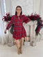 Be Merry Plaid Long Sleeve Ruffle Mini