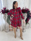 Be Merry Plaid Long Sleeve Ruffle Mini