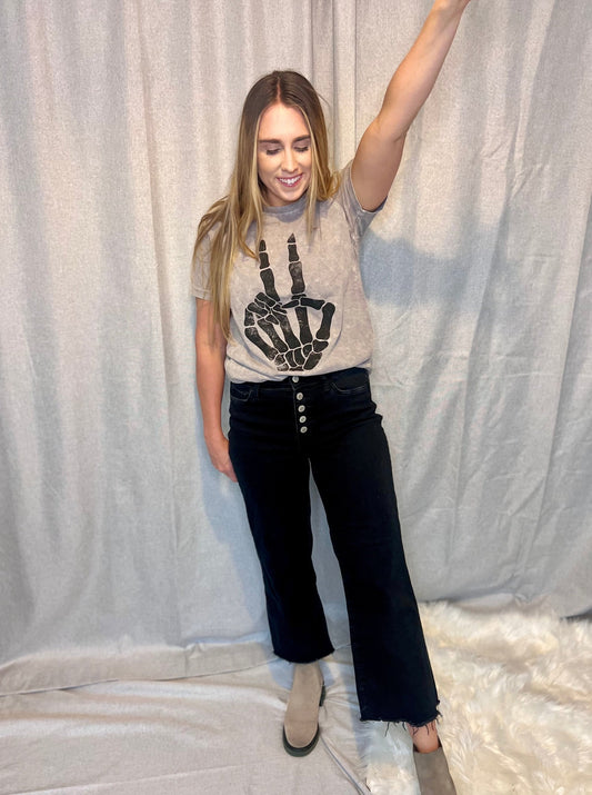 Skull Hand Mineral Wash Graphic Tee