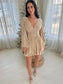 Turning Heads Gold Long Sleeve Mini Dress