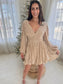 Turning Heads Gold Long Sleeve Mini Dress