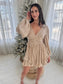 Turning Heads Gold Long Sleeve Mini Dress