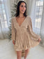 Turning Heads Gold Long Sleeve Mini Dress