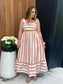 Evan Orange Stripe Midi Dress