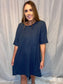 Wrenly Navy Waffle Knit Mini Dress
