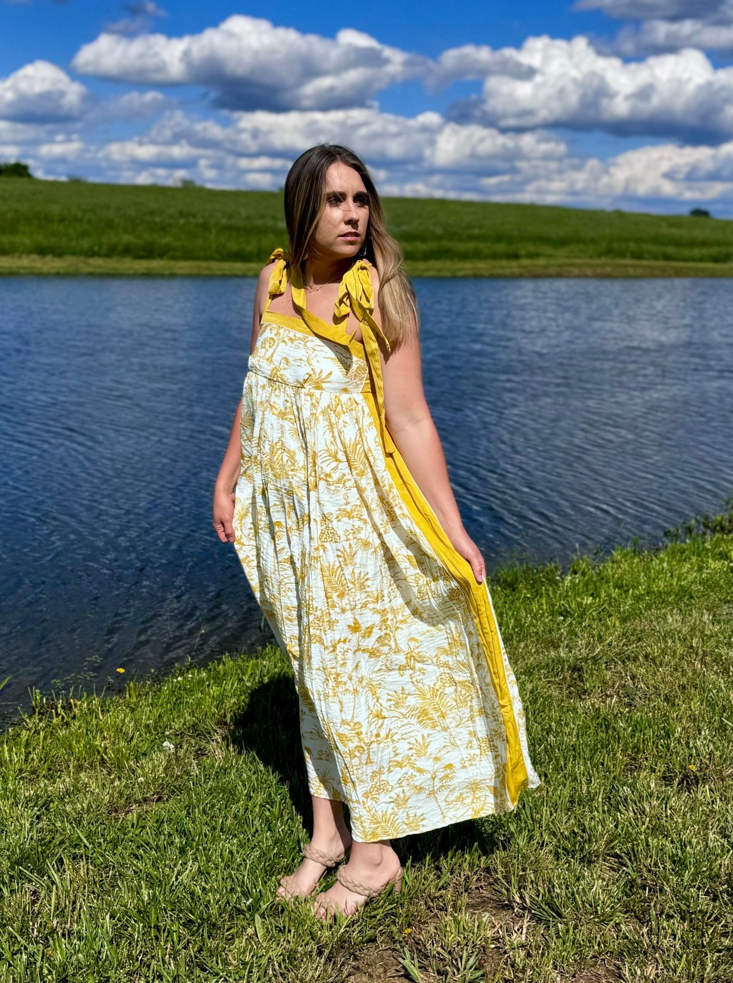 Layne Golden Yellow Pattern Maxi Dress