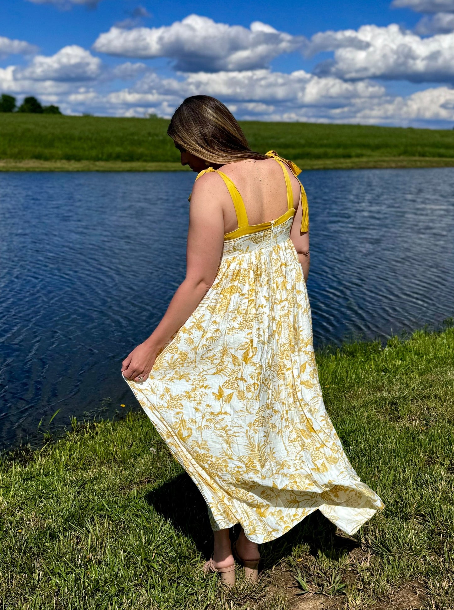 Layne Golden Yellow Pattern Maxi Dress