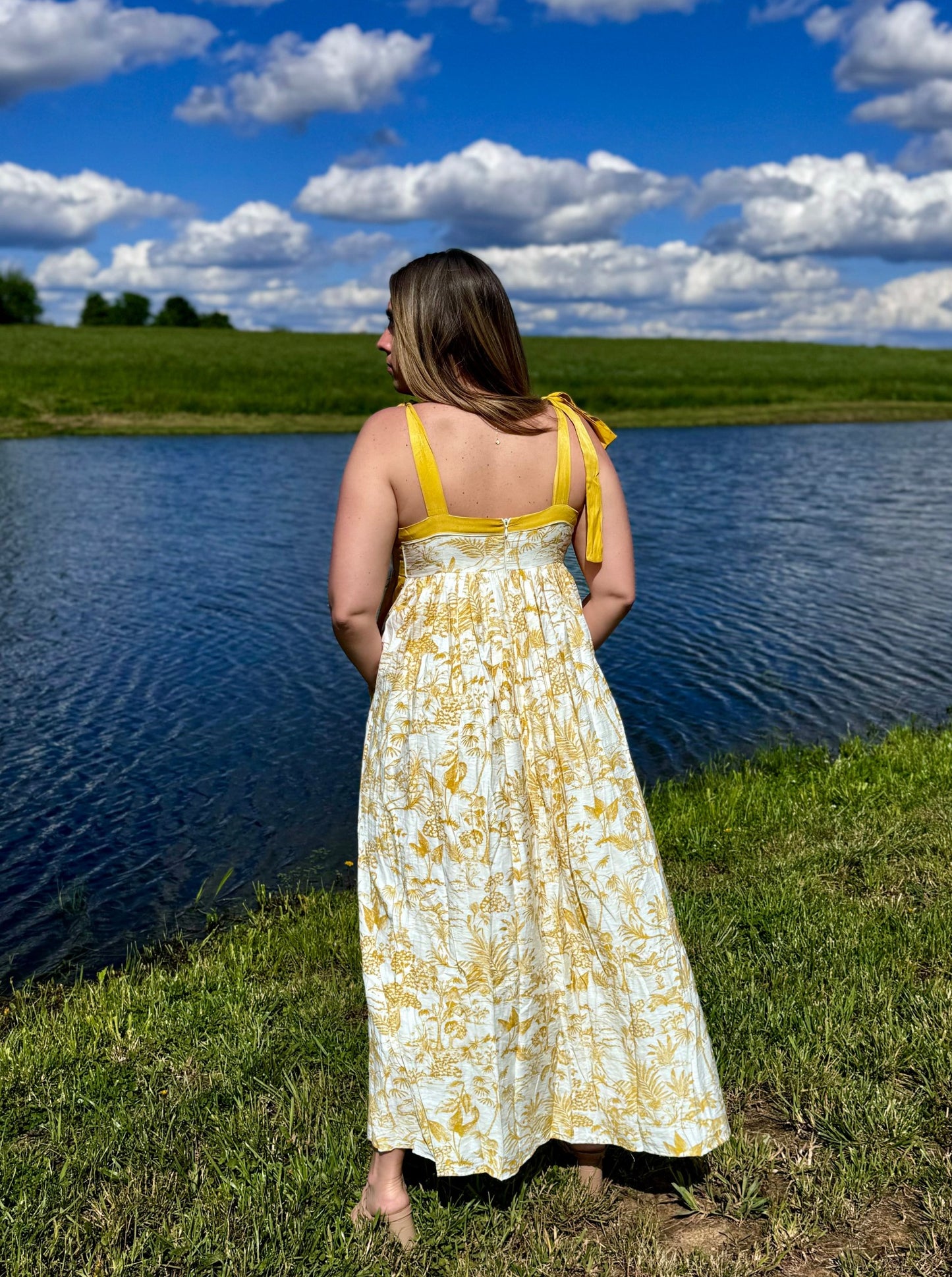 Layne Golden Yellow Pattern Maxi Dress