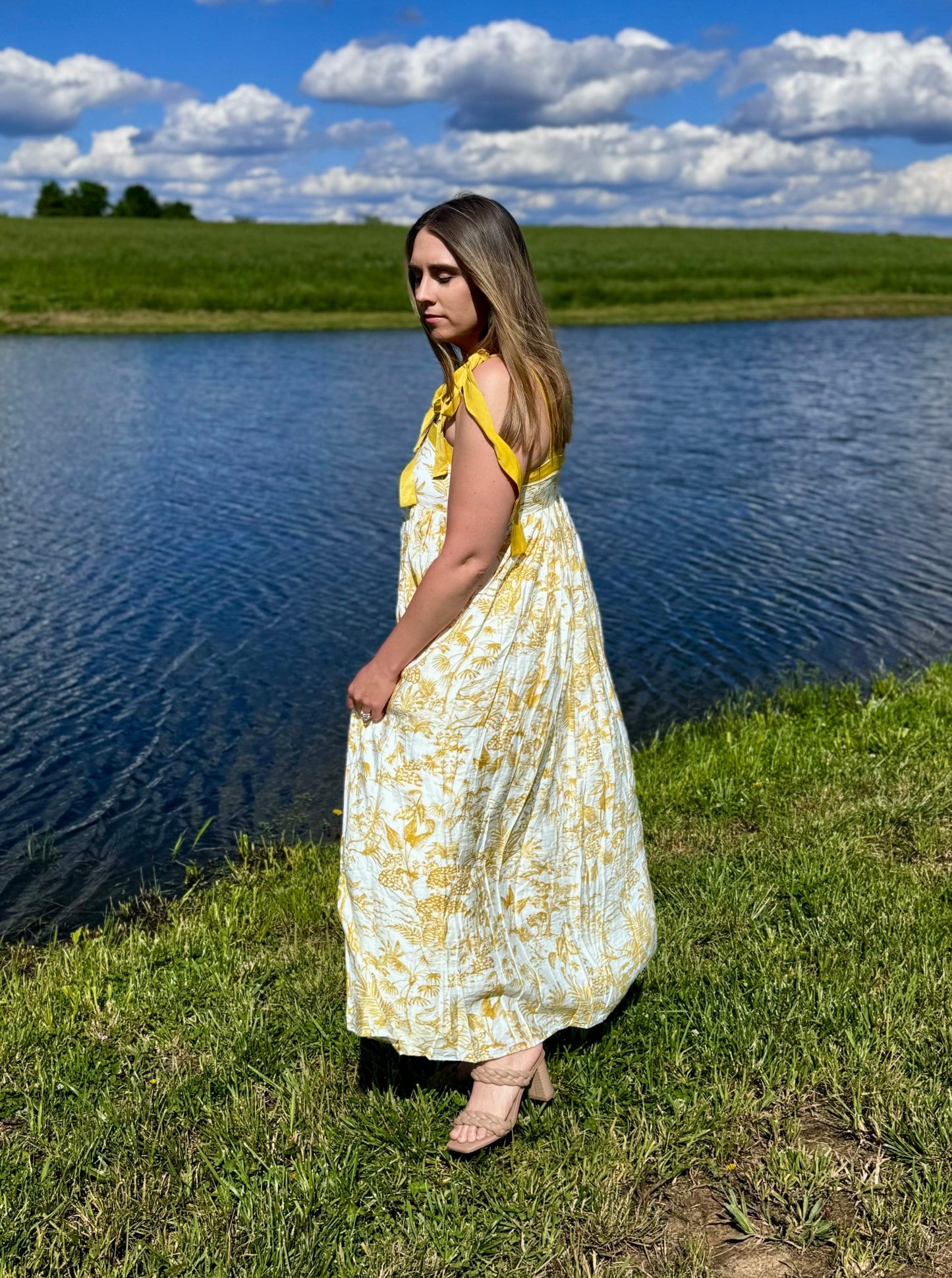 Layne Golden Yellow Pattern Maxi Dress