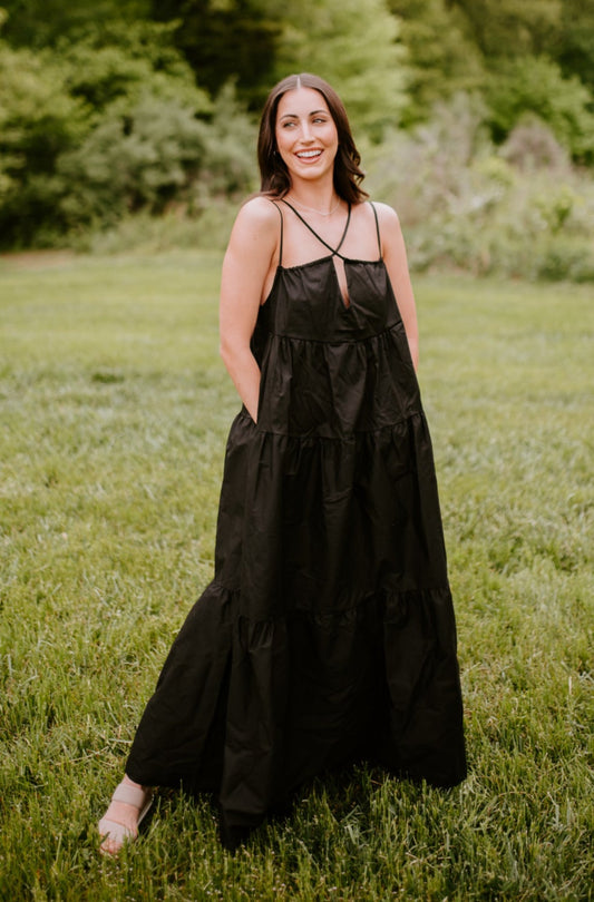 Sophia Black Strappy Maxi Dress