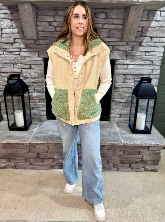 Lucy Tan/Sage Fur Lined Vest