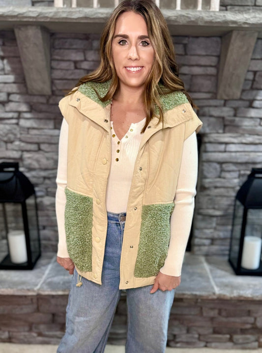 Lucy Tan/Sage Fur Lined Vest