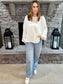 Ella Off white Henley Ribbed Top
