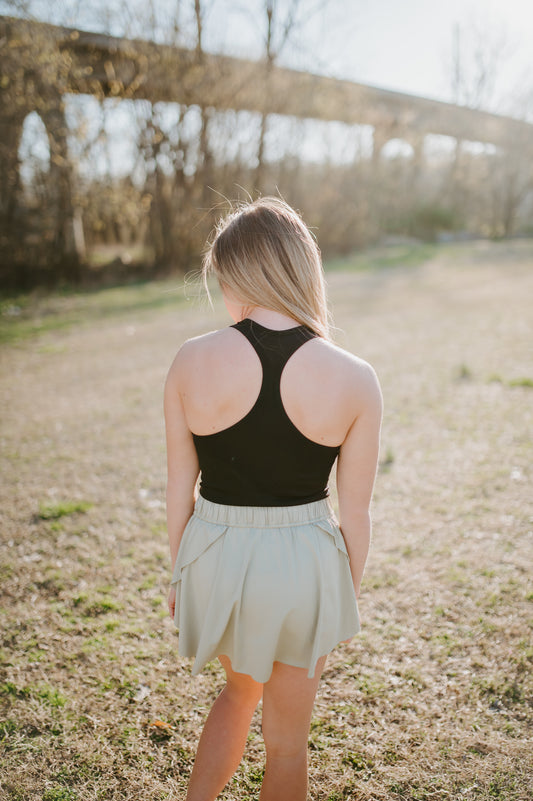 Maya Black Ribbed Crop Top