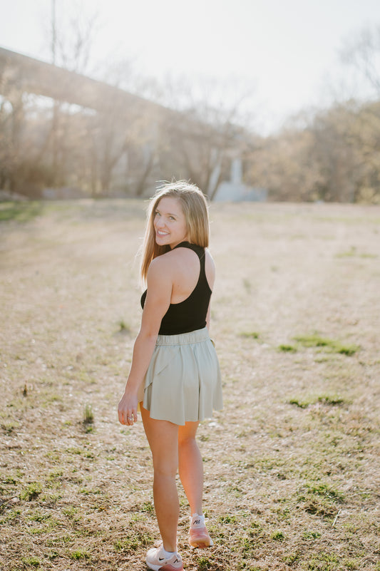 Maya Black Ribbed Crop Top