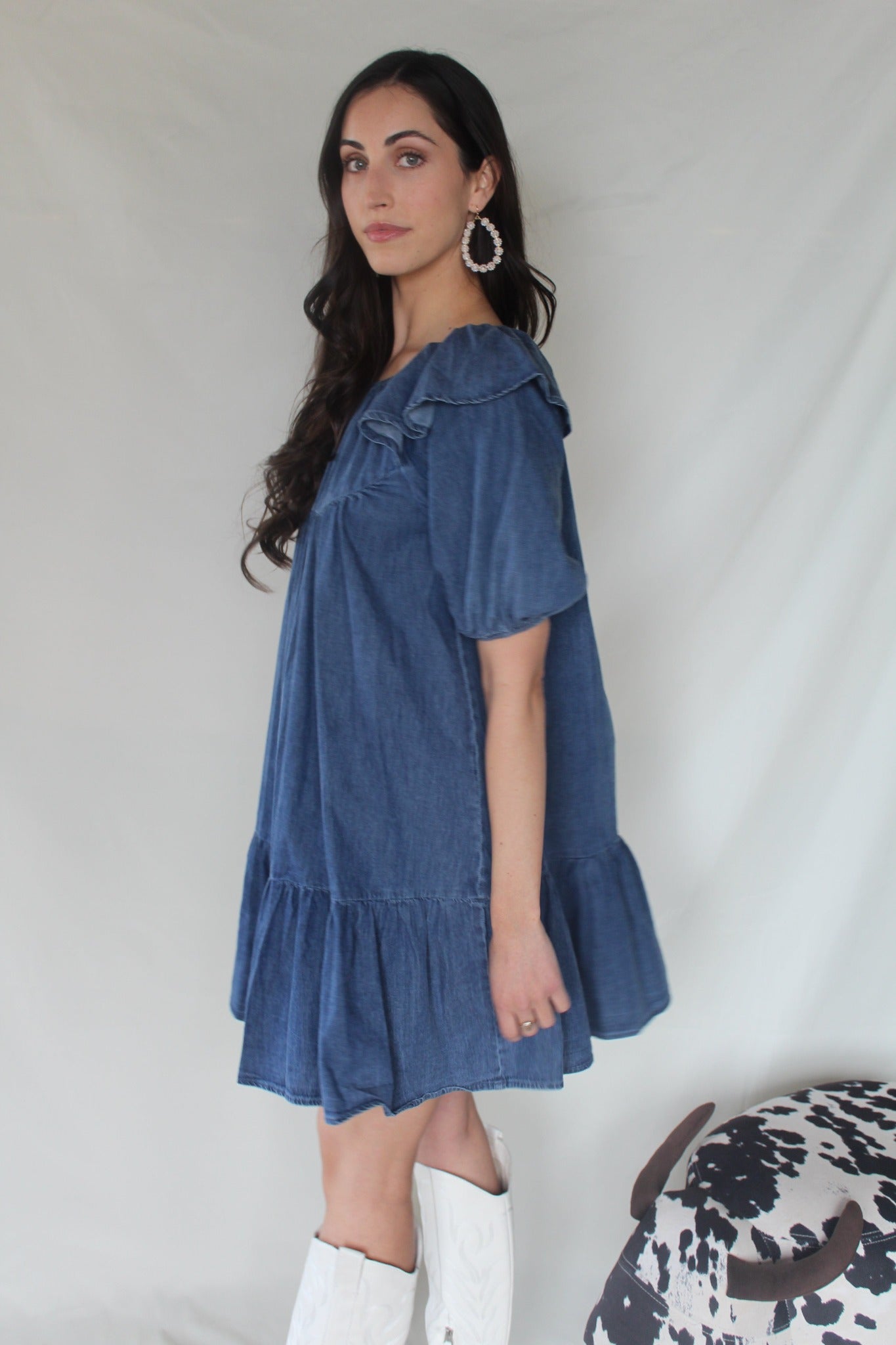 Here For The Party Blue Denim Mini Dress