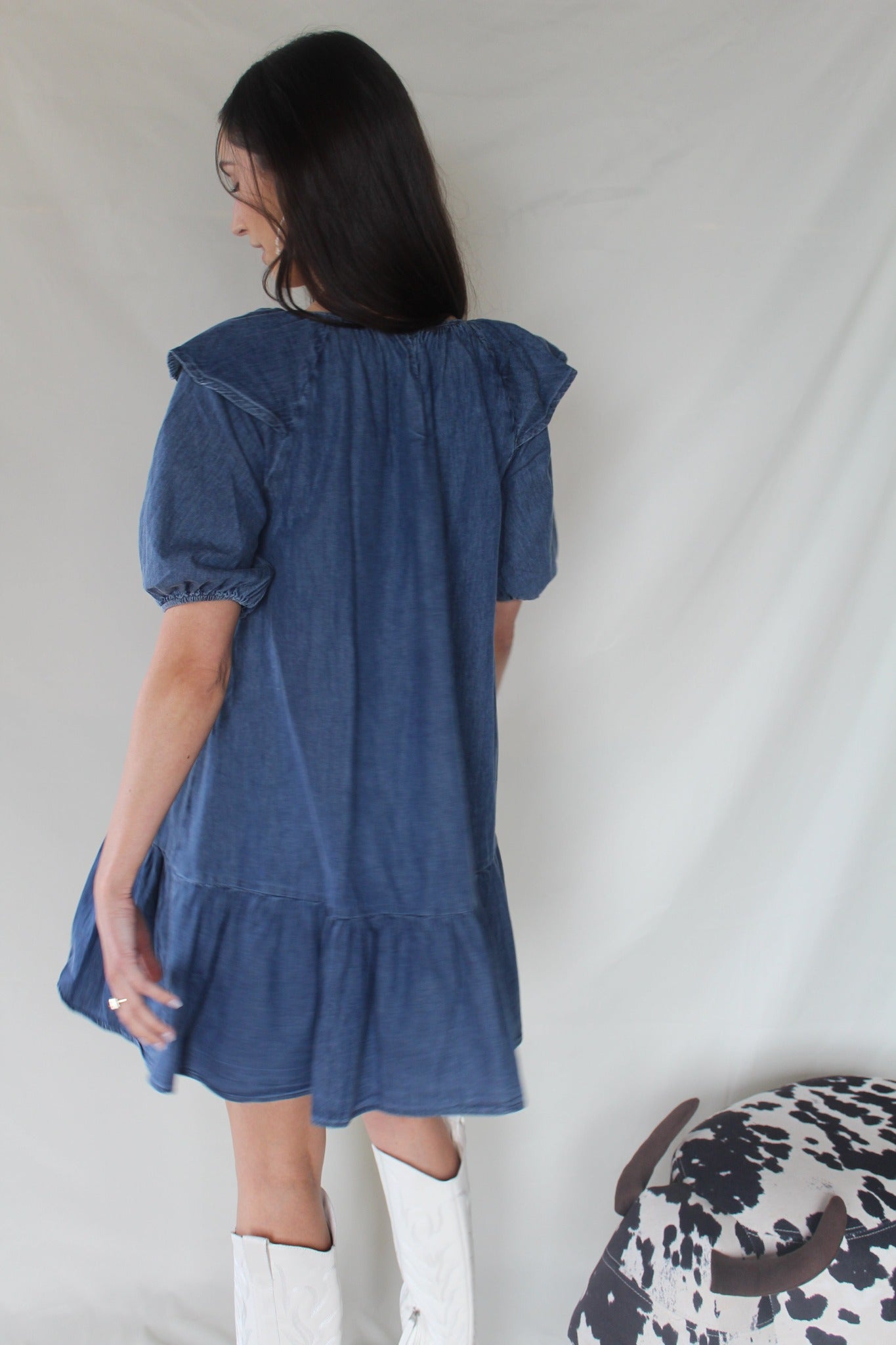 Here For The Party Blue Denim Mini Dress