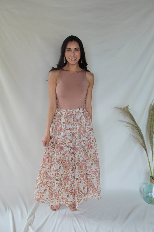 Wild As You Blush Floral Maxi Skirt