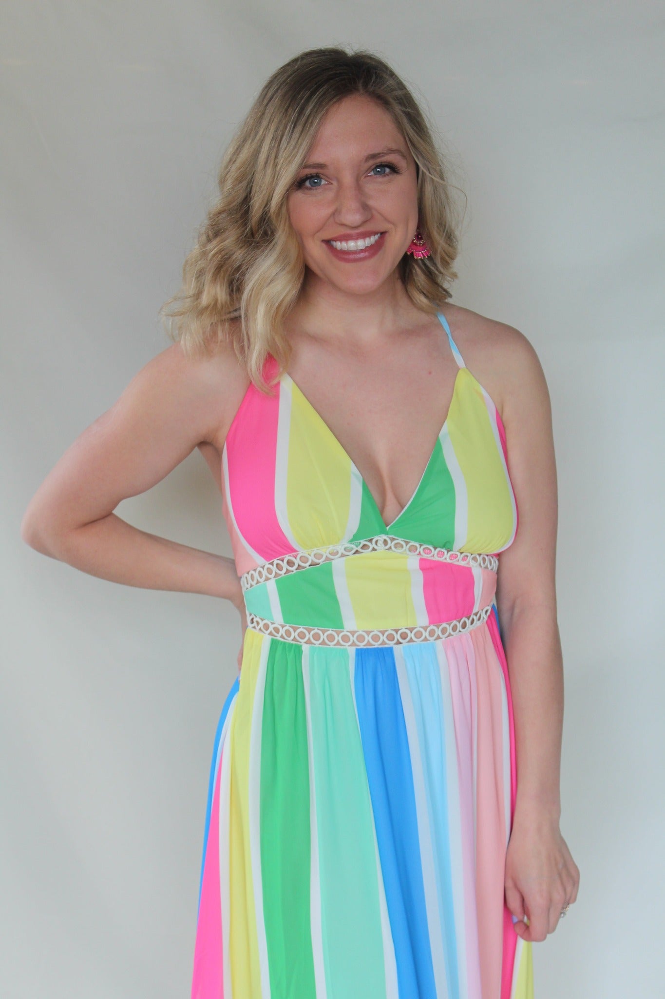 Chase The Rainbow Multicolor Striped Maxi Dress