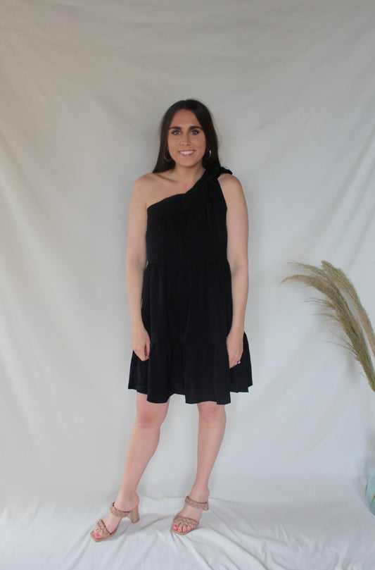 If I'm Dancing Black One Shoulder Mini Dress