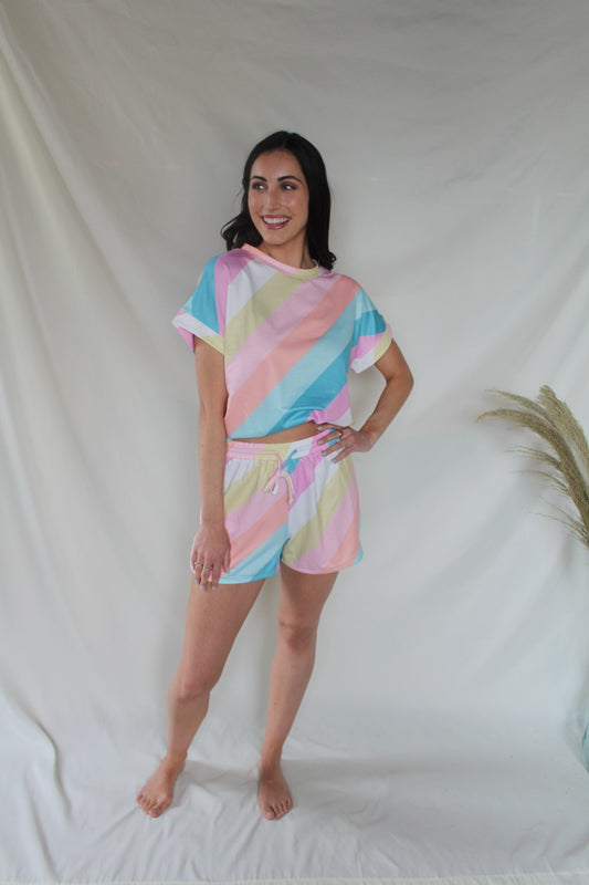 Cotton Candy Pastel Striped Lounge Set