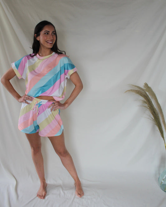 Cotton Candy Pastel Striped Lounge Set