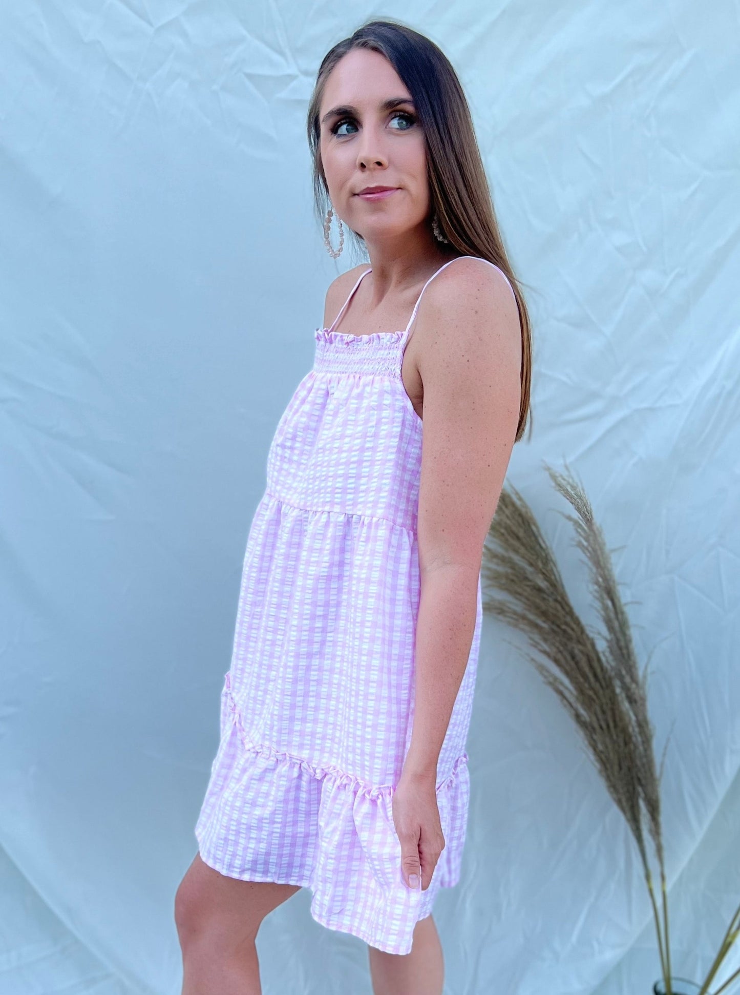 Sweet Summertime Pink Gingham Mini Dress