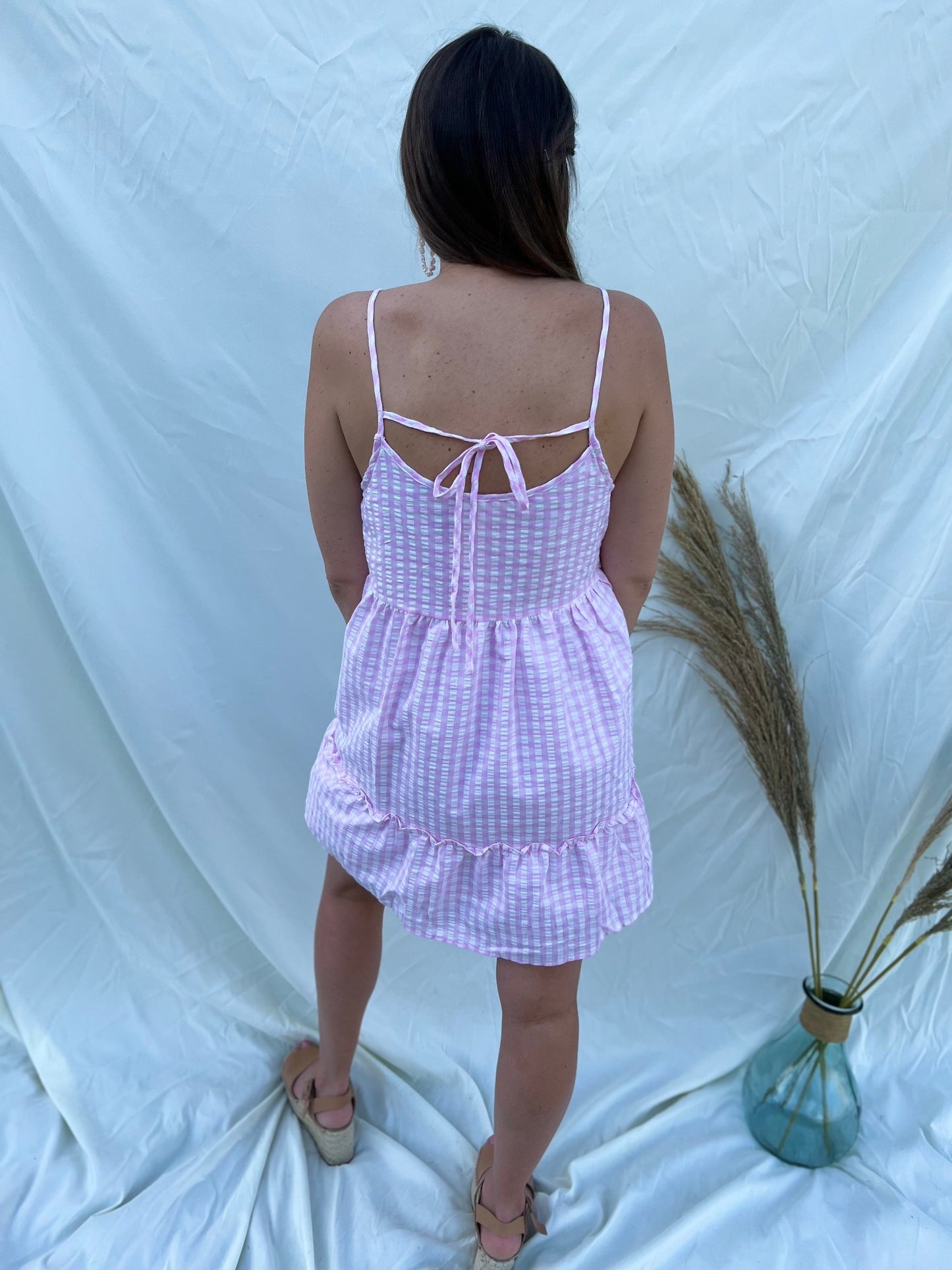 Sweet Summertime Pink Gingham Mini Dress