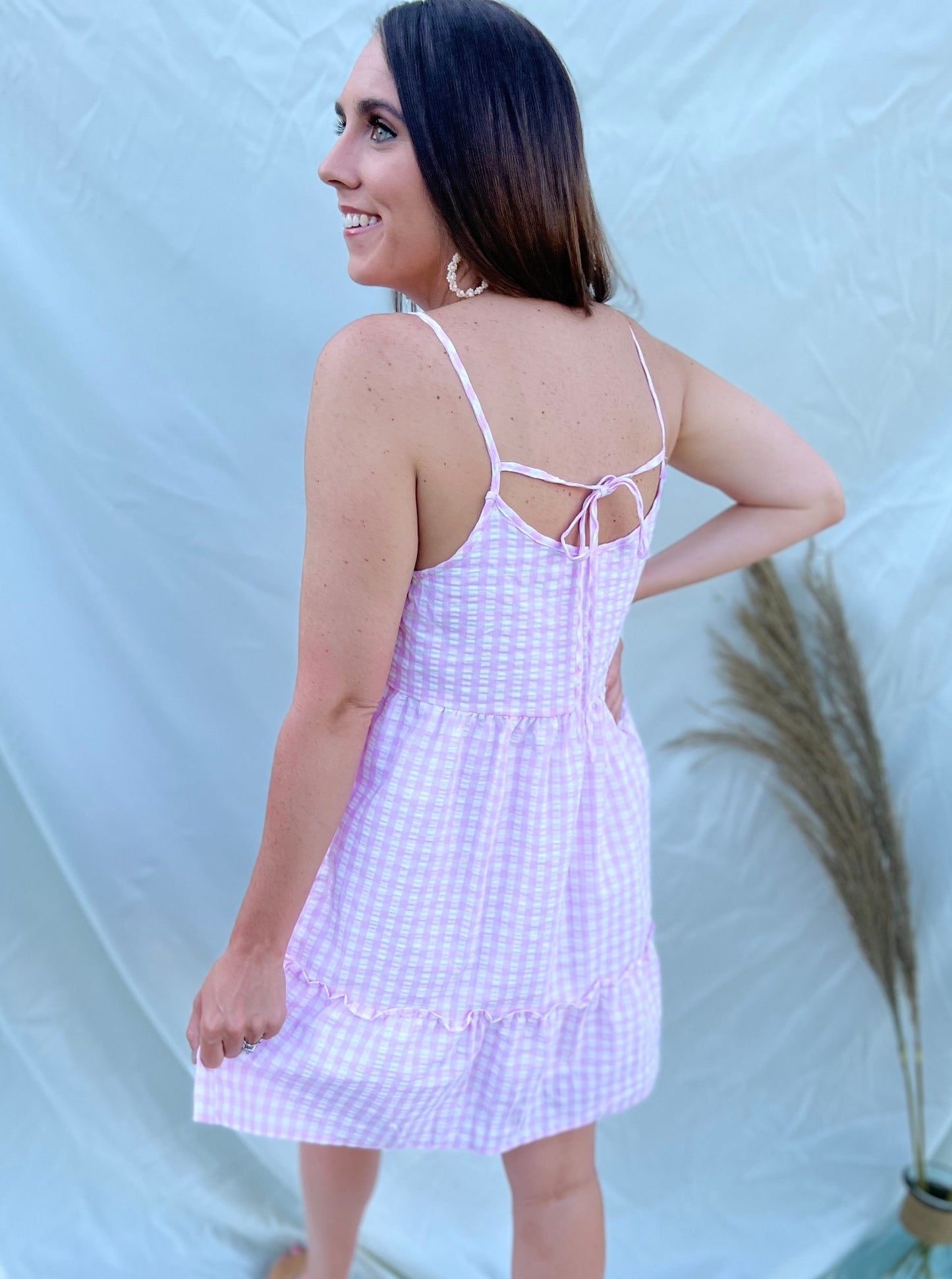 Sweet Summertime Pink Gingham Mini Dress
