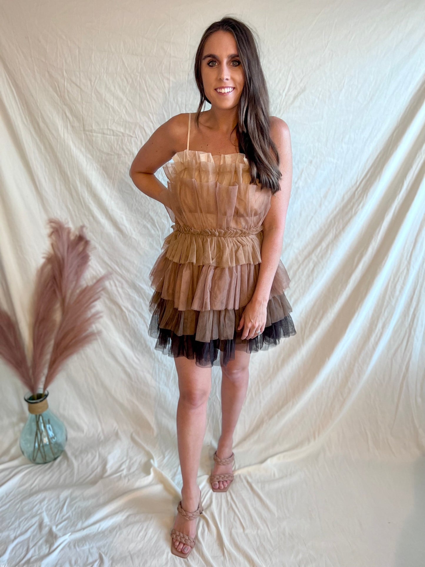 Can't Look Away Ombre Multi-toned Block Tulle Mini Dress