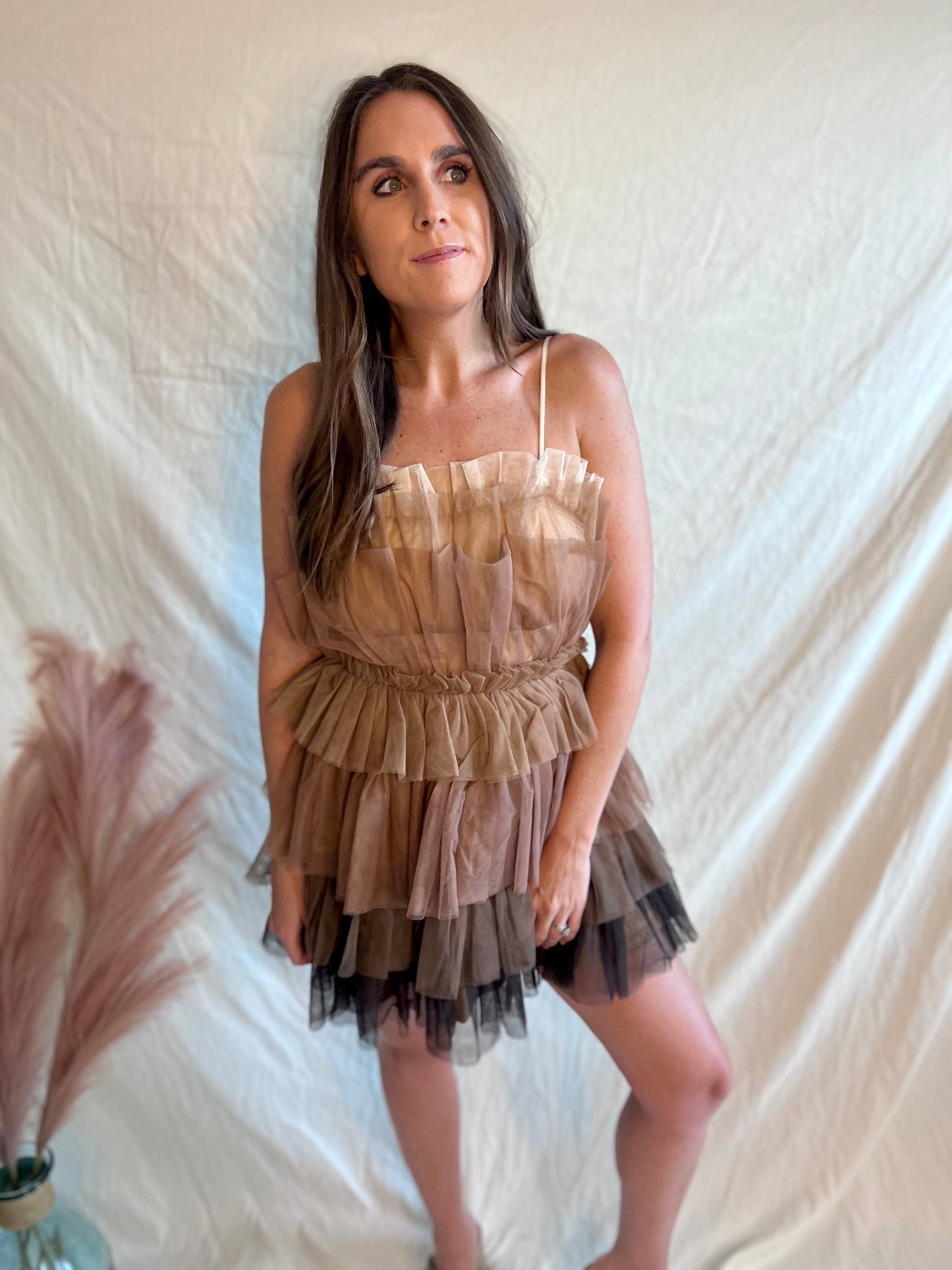 Can't Look Away Ombre Multi-toned Block Tulle Mini Dress