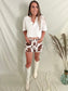 Adios Cowboy Cow Print Denim Shorts
