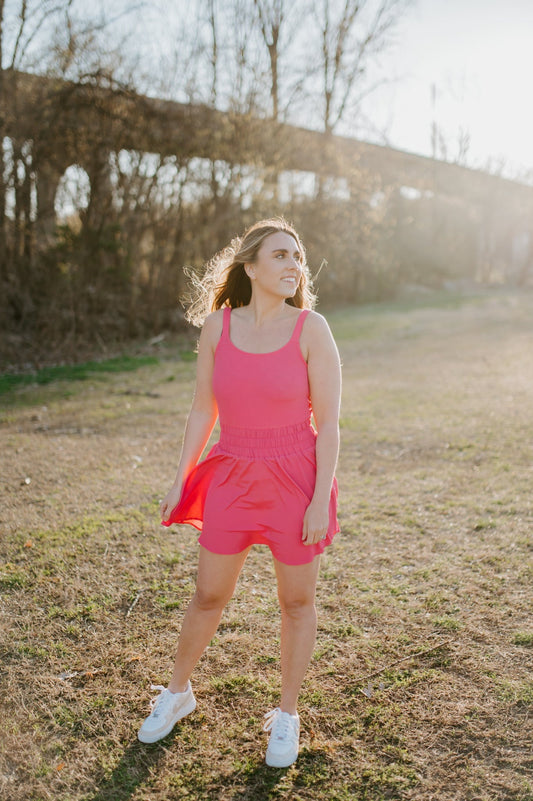 Mia Hot Pink Sleeveless Tennis Dress