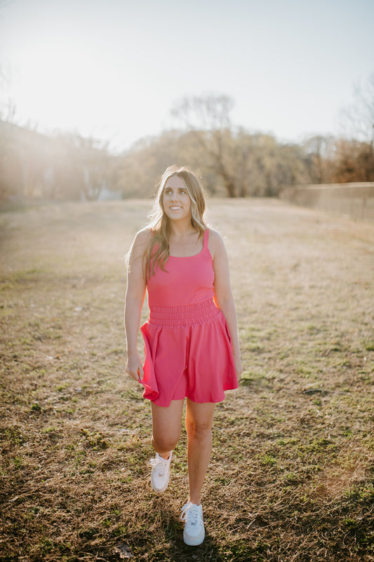 Mia Hot Pink Sleeveless Tennis Dress