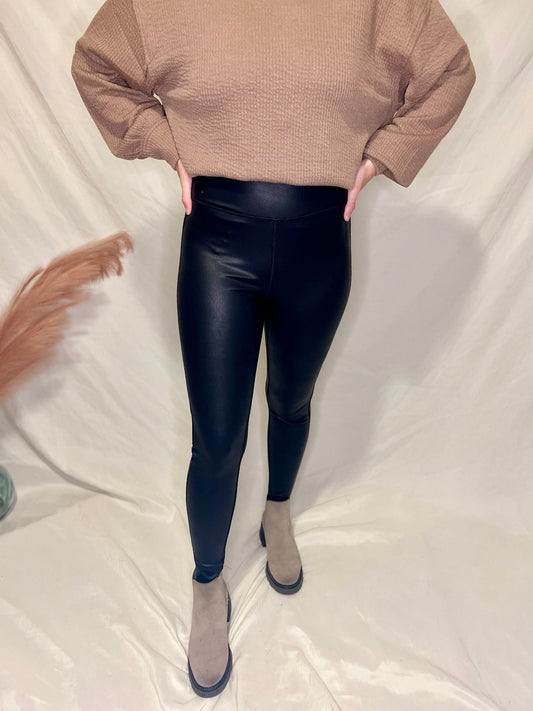 Friday Vibes Black Faux Leather Leggings