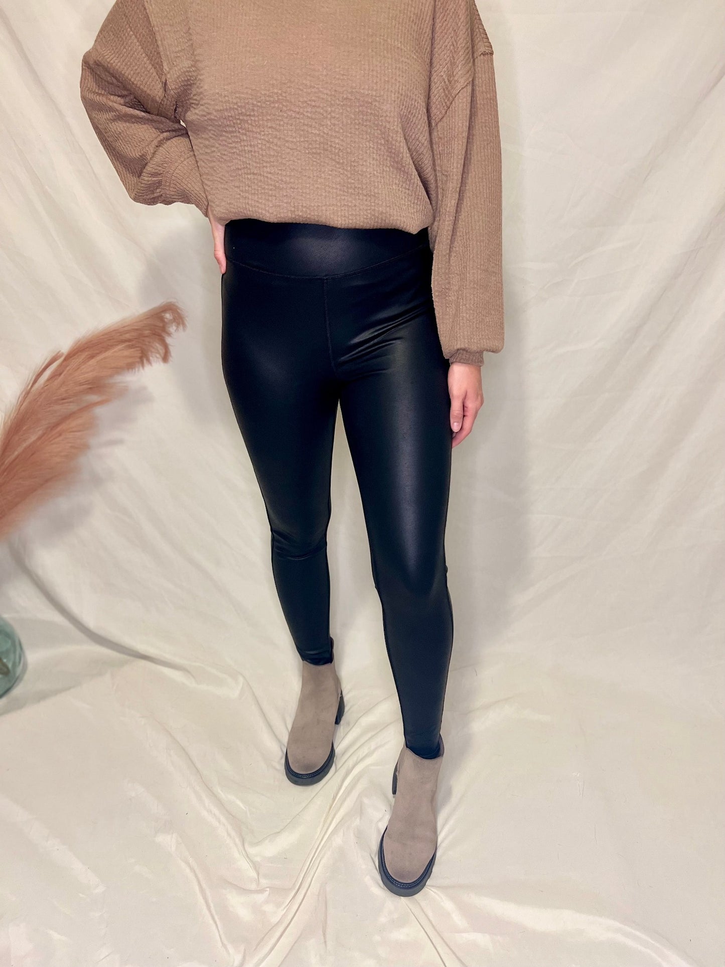 Friday Vibes Black Faux Leather Leggings