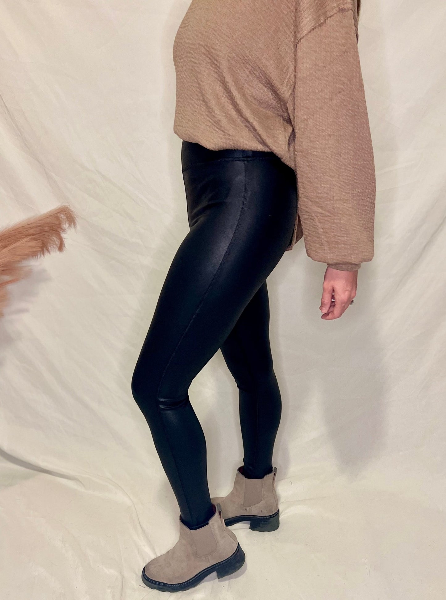 Friday Vibes Black Faux Leather Leggings
