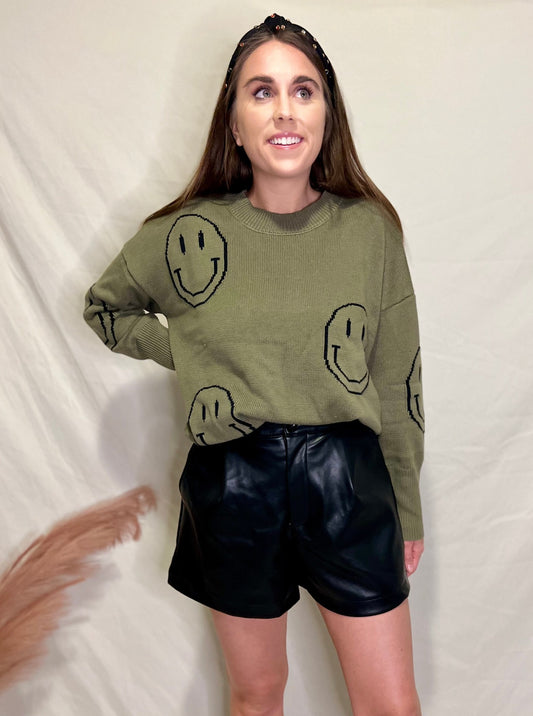High Standards Black Leather Shorts