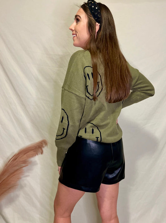 High Standards Black Leather Shorts