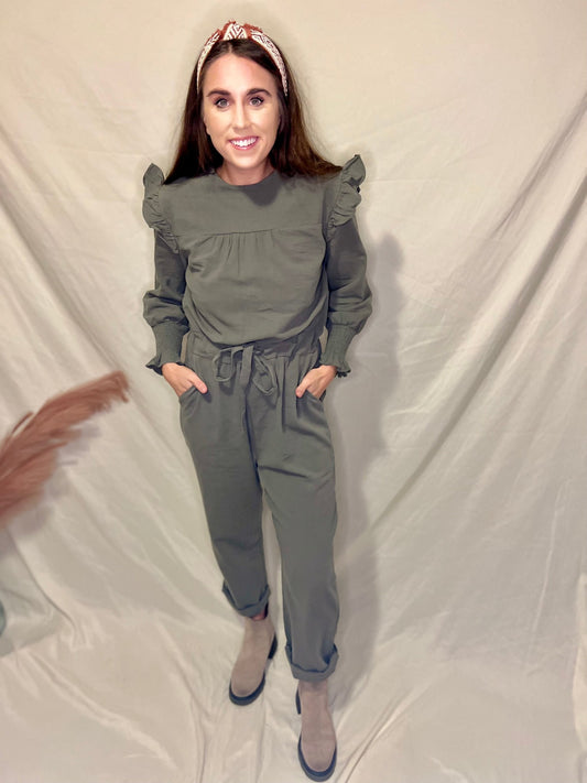 Breaking Hearts Forest Green Jumpsuit