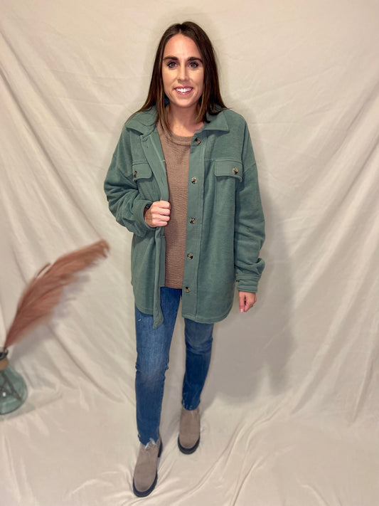 Go With It Green Shacket