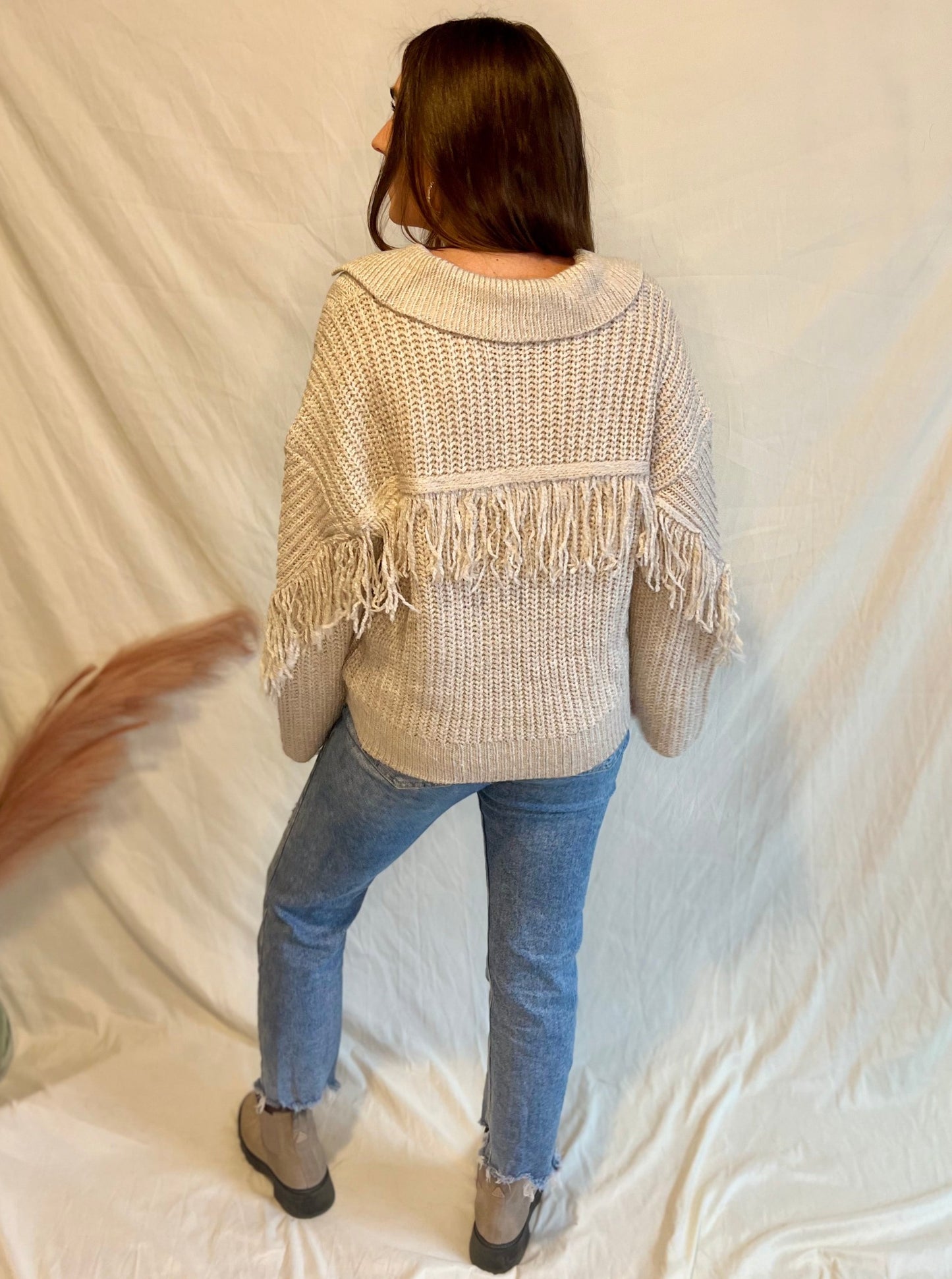 Just Gettin' Started Fringe Sweater