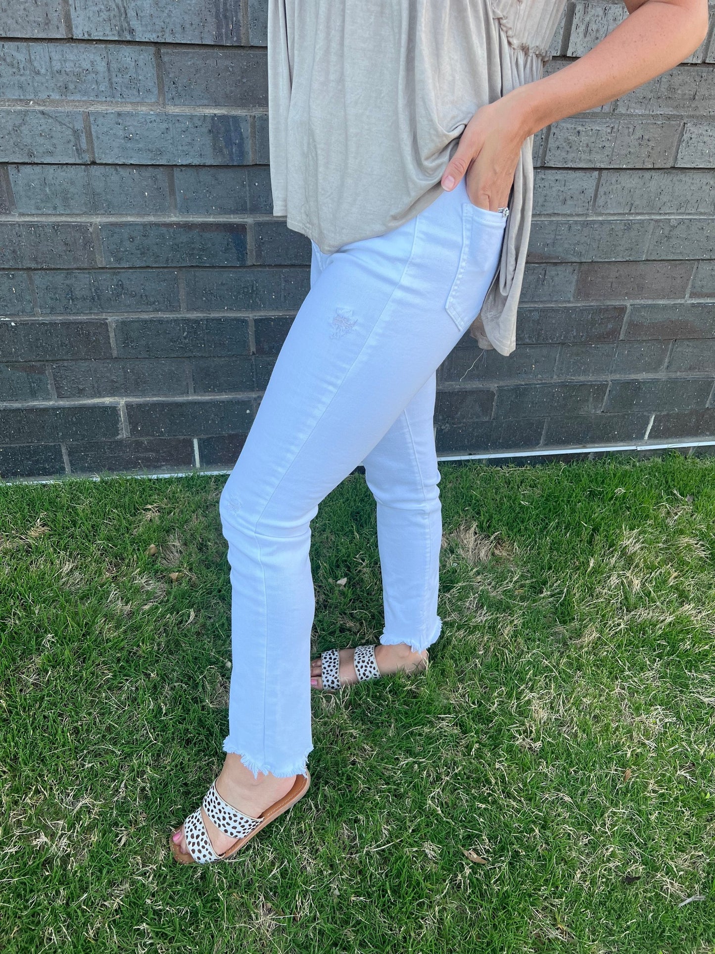 Madison Straight Leg White Jeans